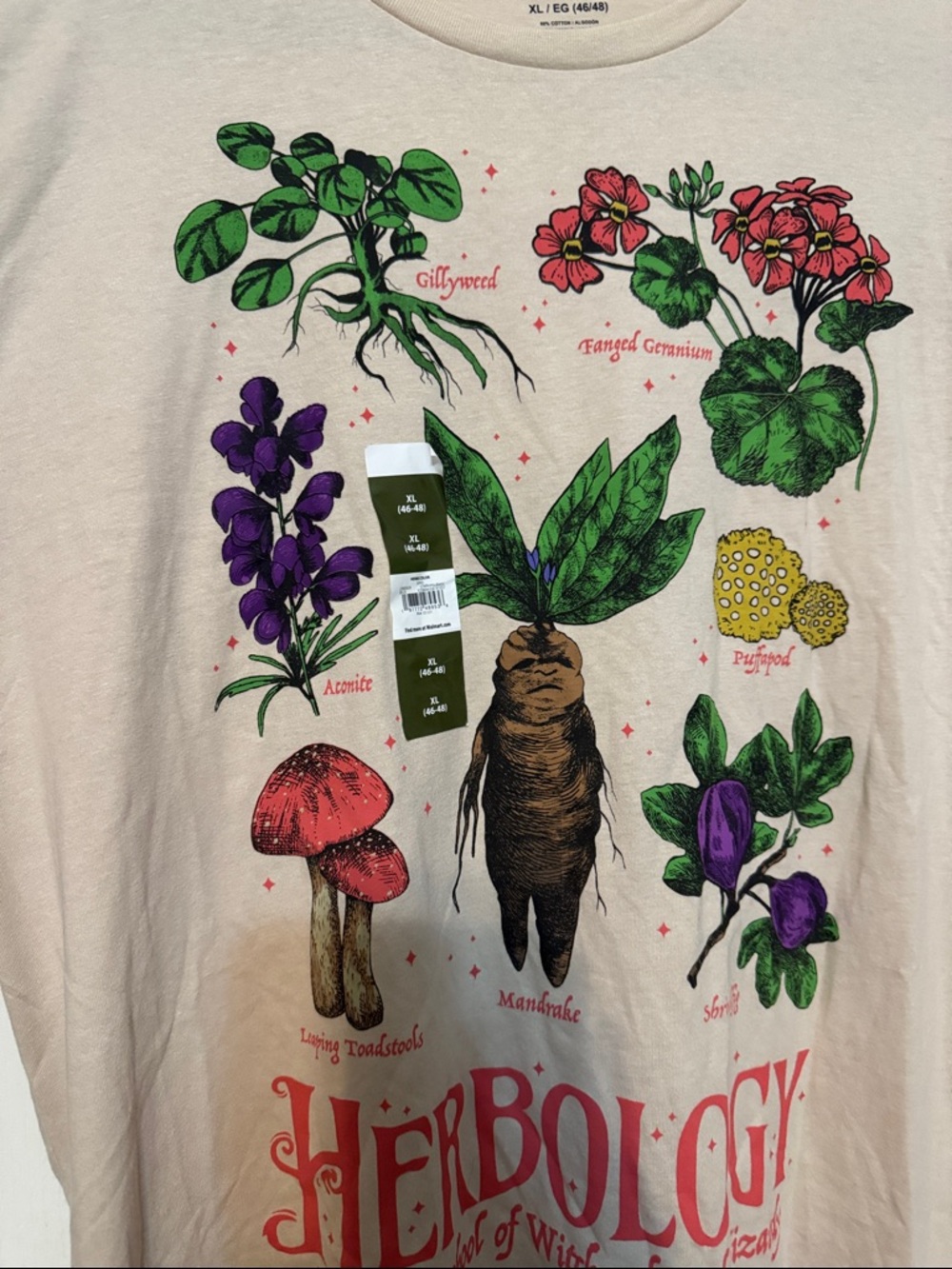 Harry Potter Herbology Short Sleeve Tee - Beige Botanical Graphic - Picture 3 of 9